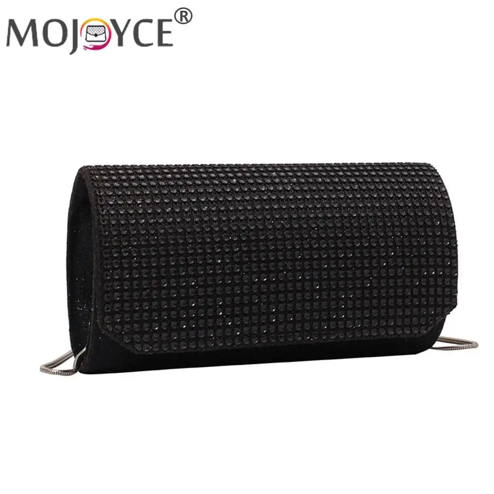 Rhinestone Shoulder Bag Chain Evening Clutch Leather Purse for Women