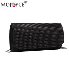 Rhinestone Shoulder Bag Chain Evening Clutch Leather Purse for Women