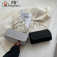 Rhinestone Shoulder Bag Chain Evening Clutch Leather Purse Fashion Decoration