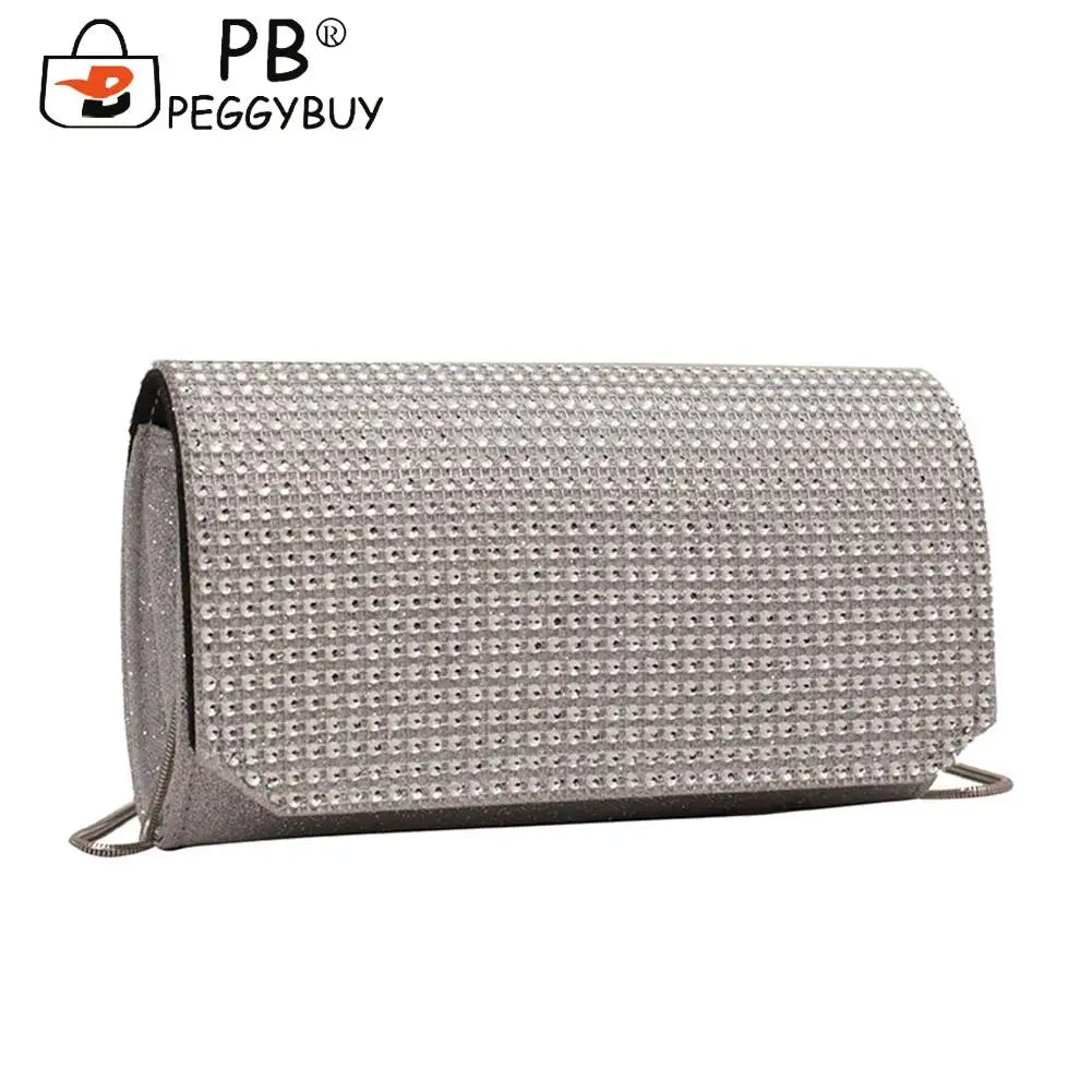Rhinestone Shoulder Bag Chain Evening Clutch Leather Purse Fashion Decoration