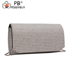 Rhinestone Shoulder Bag Chain Evening Clutch Leather Purse Fashion Decoration