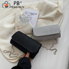 Rhinestone Shoulder Bag Chain Evening Clutch Leather Purse Fashion Decoration