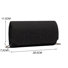 Rhinestone Shoulder Bag Chain Evening Clutch Leather Purse for Women