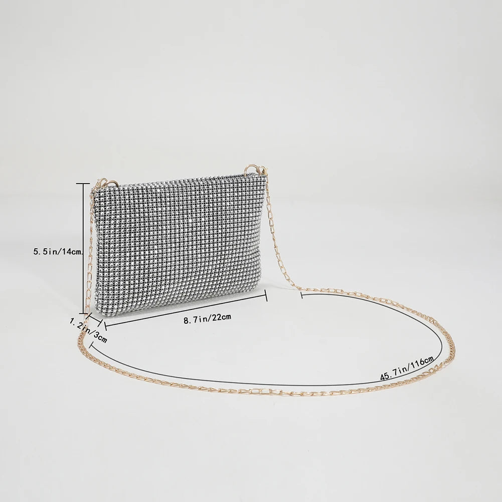 Rhinestone Crystal Evening Clutch Bag Wedding Purse Handbag Crossbody