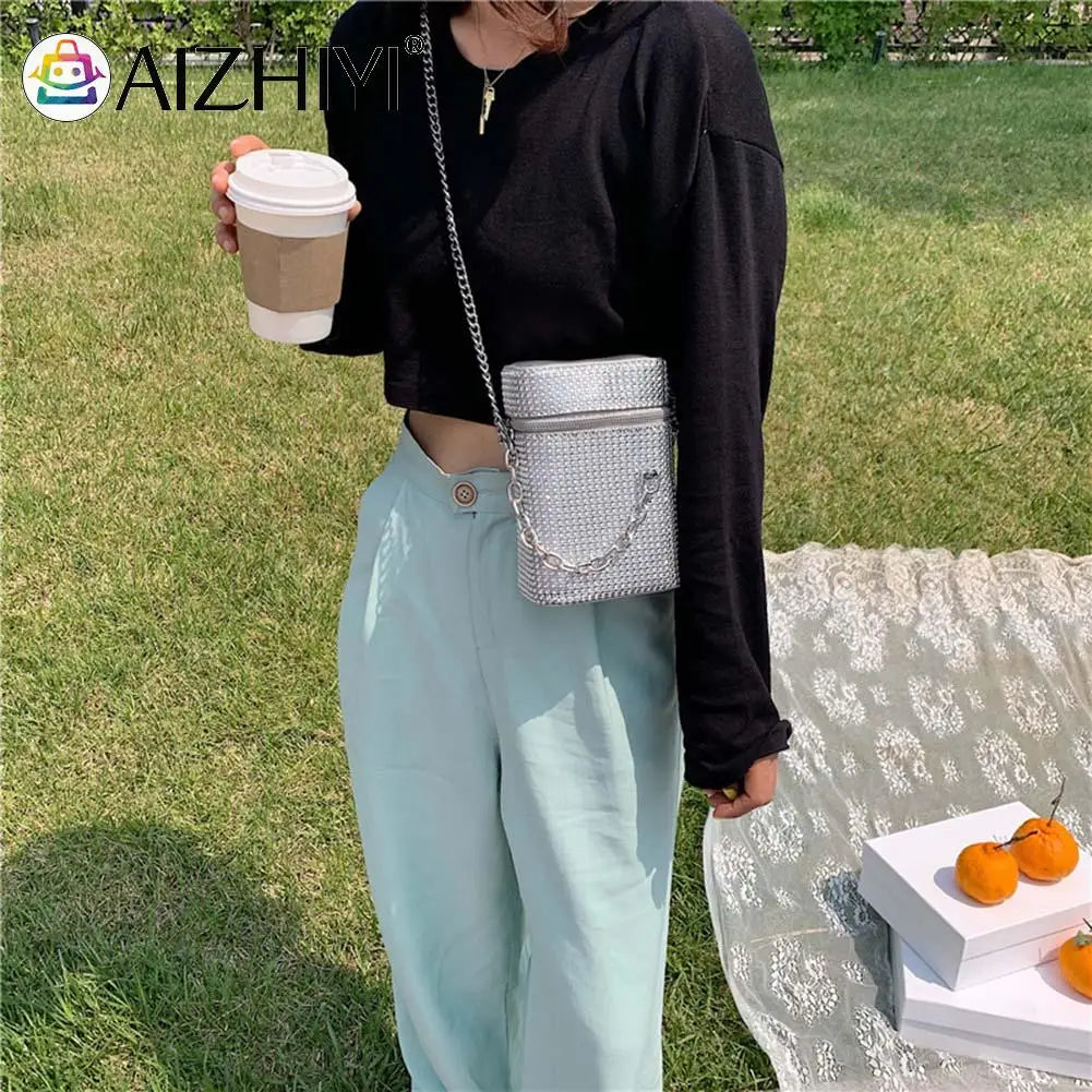 Rhinestones Crystal Shoulder Bag Diamond Bucket Clutches