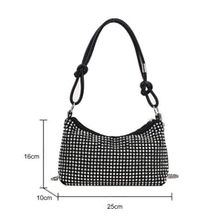Sparkling Rhinestones Crossbody Tote Bag with Chain Shoulder Strap