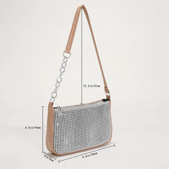 Rhinestone Shoulder Bags Women PU Leather Party Clutch Purses Handbags
