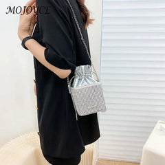 Rhinestones Shoulder Bag Diamond Drawstring Handbag
