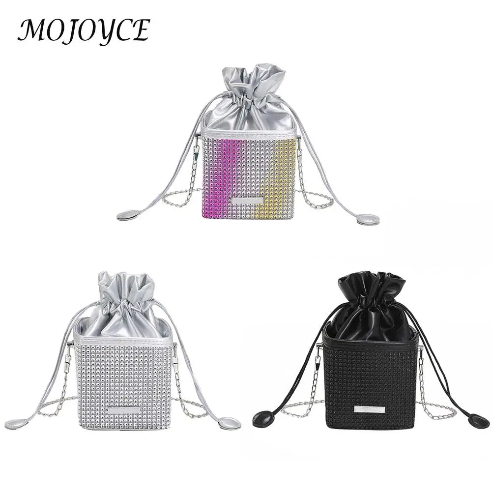 Rhinestones Shoulder Bag Diamond Drawstring Handbag