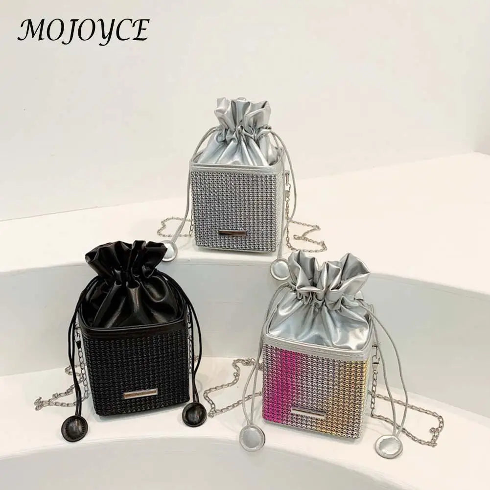 Rhinestones Shoulder Bag Diamond Drawstring Handbag