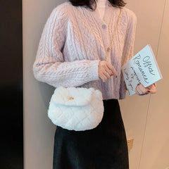 Rhombic Chain Bag Women Winter Crossbody Bag Autumn and Winter Wool Bag