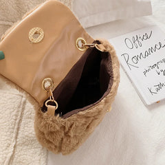 Rhombic Chain Bag Women Winter Crossbody Bag Autumn and Winter Wool Bag