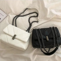 Rhombus Shoulder Bag Women PU Leather Crossbody Chain Messenger Flap Square Bag