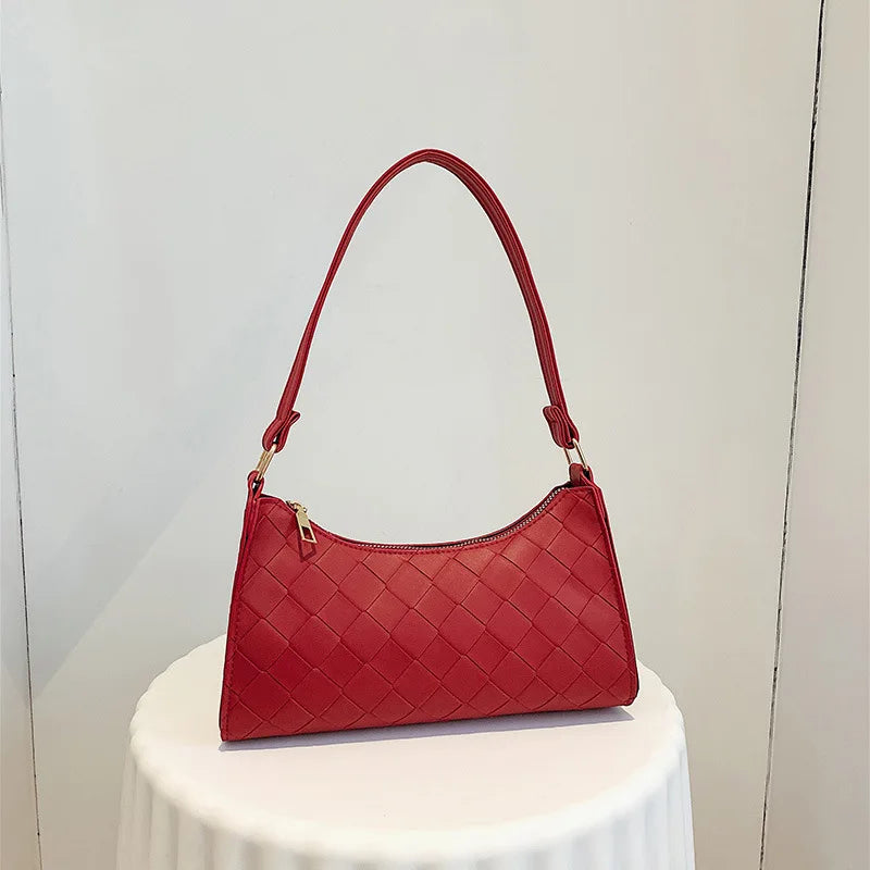 Rhombus Women's PU Leather Shoulder Bag with Zipper