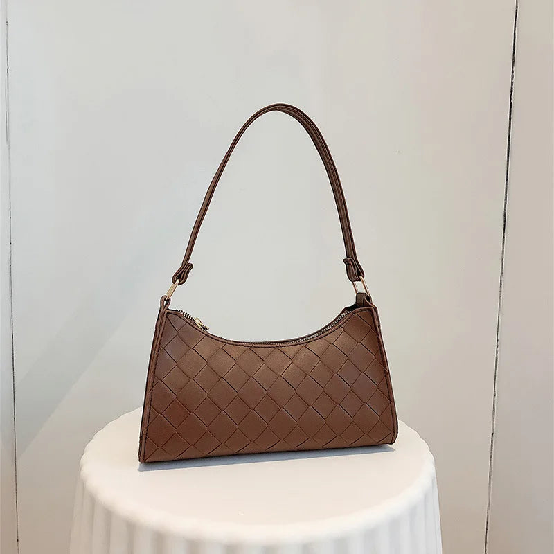 Rhombus Women's PU Leather Shoulder Bag with Zipper