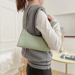 Rhombus Women's PU Leather Shoulder Bag with Zipper