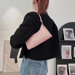 Rhombus Women's PU Leather Shoulder Bag with Zipper