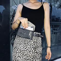 Rivet Fanny Pack Small Women Waist Bag Phone Pouch Punk Belt Bag
