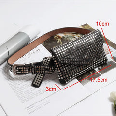 Rivet Fanny Pack Small Women Waist Bag Phone Pouch Punk Belt Bag