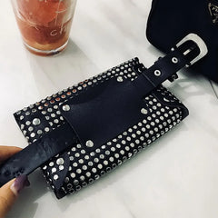 Rivet Fanny Pack Small Women Waist Bag Phone Pouch Punk Belt Bag