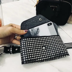 Rivet Fanny Pack Small Women Waist Bag Phone Pouch Punk Belt Bag