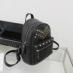 Rivet Shoulder Backpacks Leather Travel Student Casual School Bag