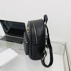 Rivet Shoulder Backpacks Leather Travel Student Casual School Bag