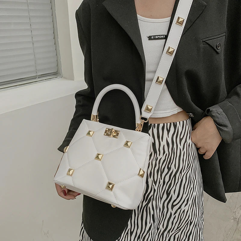 Rivet Shoulder Bag Women's Crossbody Handbag Purse Female Phone Pack