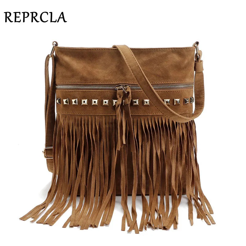 Rivet Tassel Women Bags Shoulder Messenger Bags Crossbody Bolsa