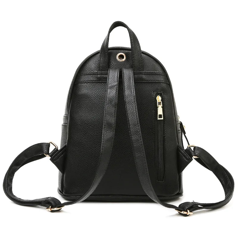 Rivet Women Backpack PU Leather Female Shoulder Bag Student Schoolbags