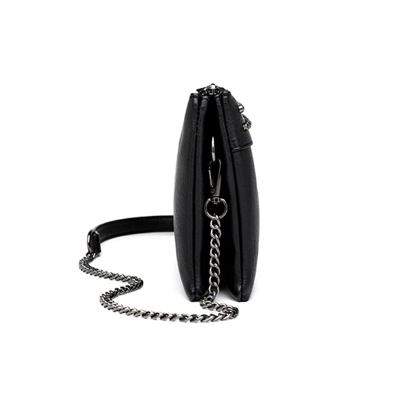 Rivet Women Crossbody Bag PU Leather Wrist Strap Clutch Purses