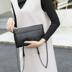 Rivet Women Crossbody Bag PU Leather Wrist Strap Clutch Purses