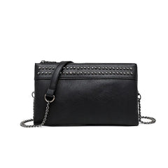 Rivet Women Crossbody Bag PU Leather Wrist Strap Clutch Purses