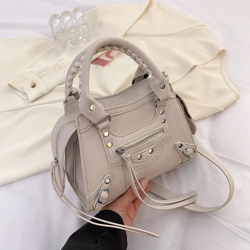 Rivet Women Handbags PU Leather Shoulder Bag Y2K Accessories