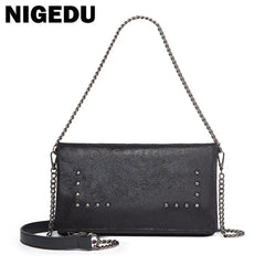 Rivet Women Messenger Bag PU Leather Ladies Shoulder Bag Crossbody Envelopes Clu