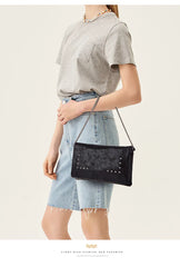 Rivet Women Messenger Bag PU Leather Ladies Shoulder Bag Crossbody Envelopes Clu