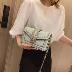Rivet Women's Handbags Purses PU Leather Small Lock Women Shoulder Bag
