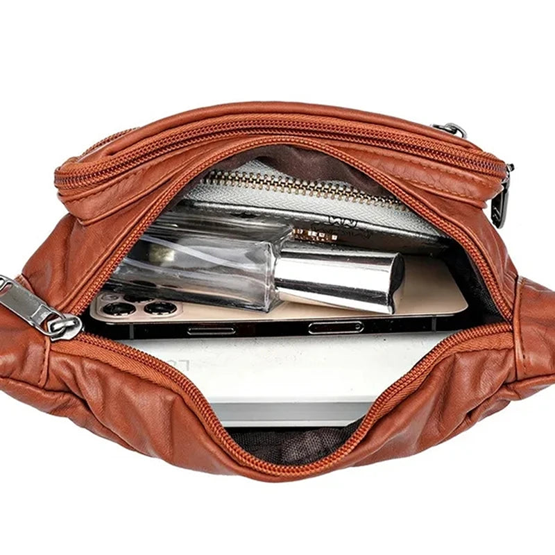 Rivets Women Belt Waist Bag Fanny Pack Soft PU Leather Female Phone Pockets Bags