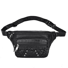 Rivets Women Belt Waist Bag Fanny Pack Soft PU Leather Female Phone Pockets Bags