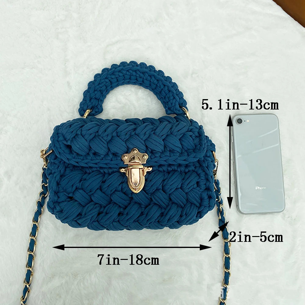 Woven Shoulder Crossbody Bags for Women Small Square Flap Lady Purses