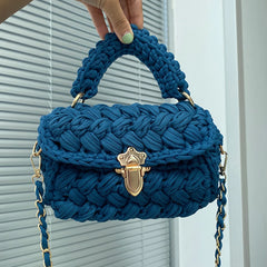 Woven Shoulder Crossbody Bags for Women Small Square Flap Lady Purses