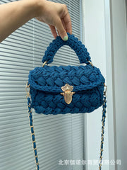Woven Shoulder Crossbody Bags for Women Small Square Flap Lady Purses