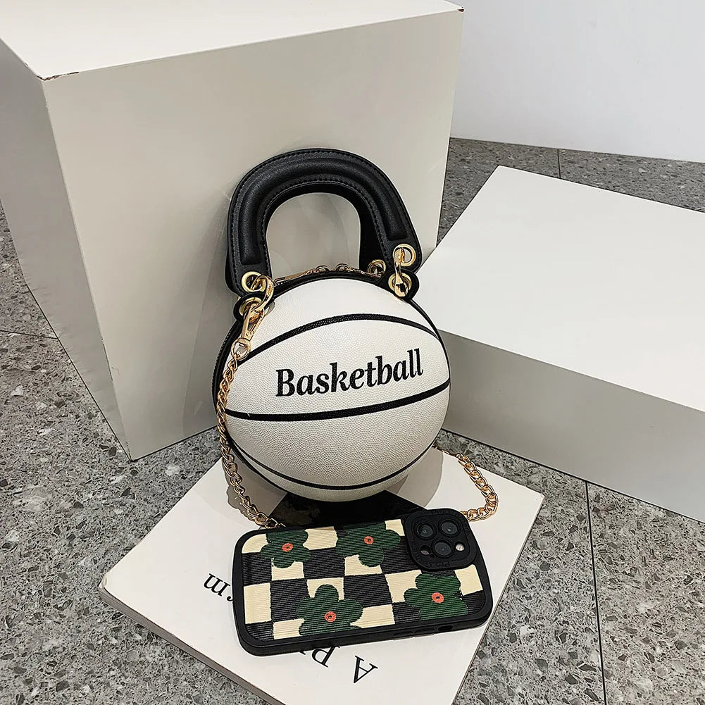 Basketball Shoulder Bag for Women Fashionable Chain Handbag Teenager Decor