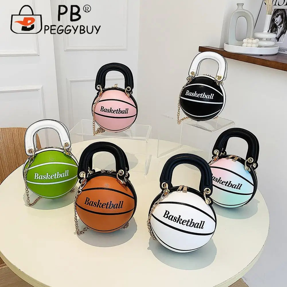 Basketball Shoulder Bag for Women Fashionable Chain Handbag Teenager Decor