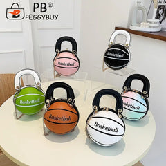 Basketball Shoulder Bag for Women Fashionable Chain Handbag Teenager Decor