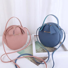 Round Handbags High PU Leather Women Crossbody Bags Small Fresh Flower Chain Sho
