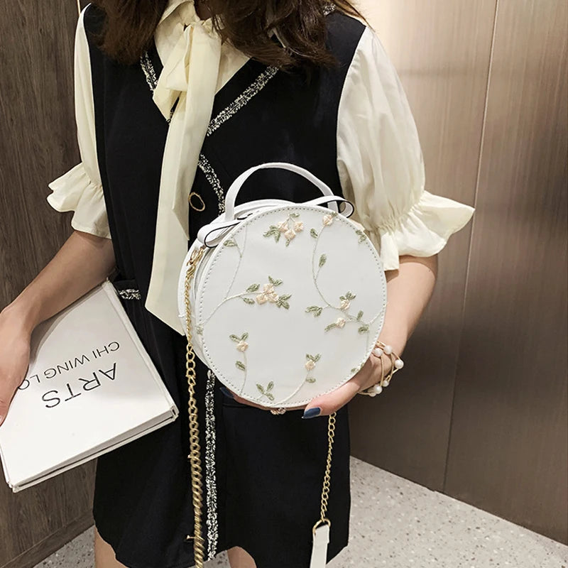 Round Handbags High PU Leather Women Crossbody Bags Small Fresh...