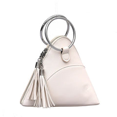 Round Handle Tassel Women's Handbags Small Triangle Coins Clutch Purses Mini Tot