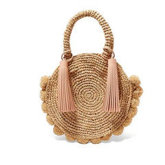 Boho Tassel Rattan Handbags Woven Crossbody Shoulder Bags Beach Purses