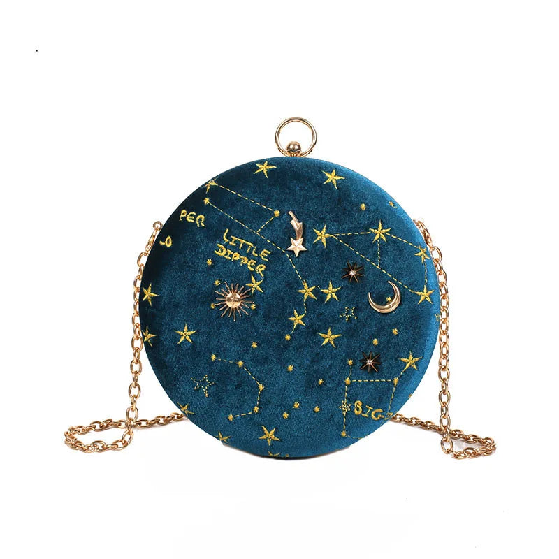 Women Shoulder Bag Starry Sky Crossbody Suede Messenger Small Purses